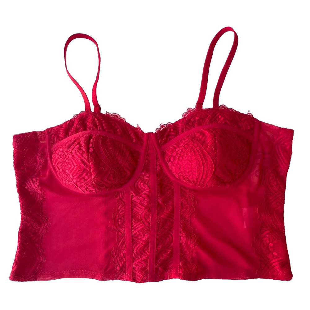 Corset Top XL Red Lace Madden NYC Women Whimsigoth Romantic Coquette Y2K NEW NWT